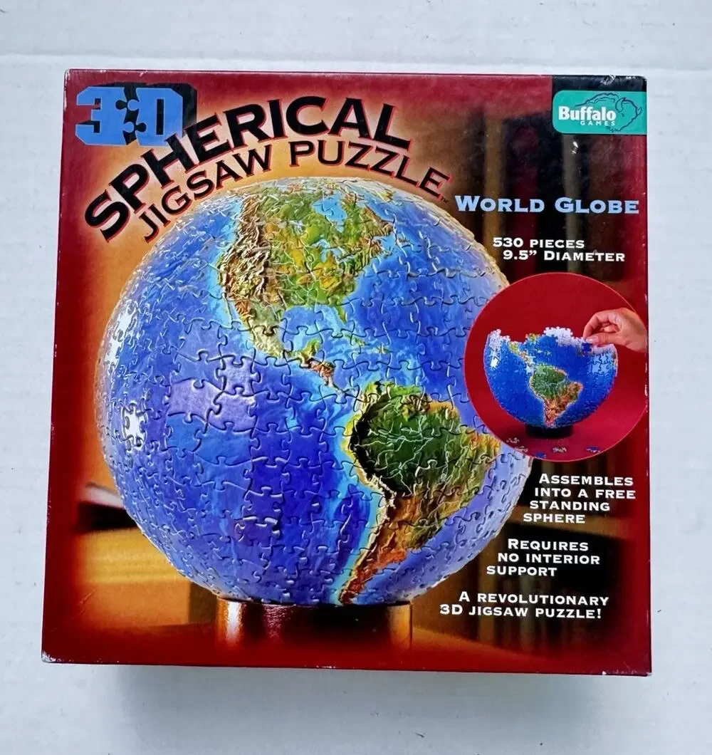 3-D World Globe Spherical Jigsaw Puzzle 530 Pc 9.5” Buffalo Games